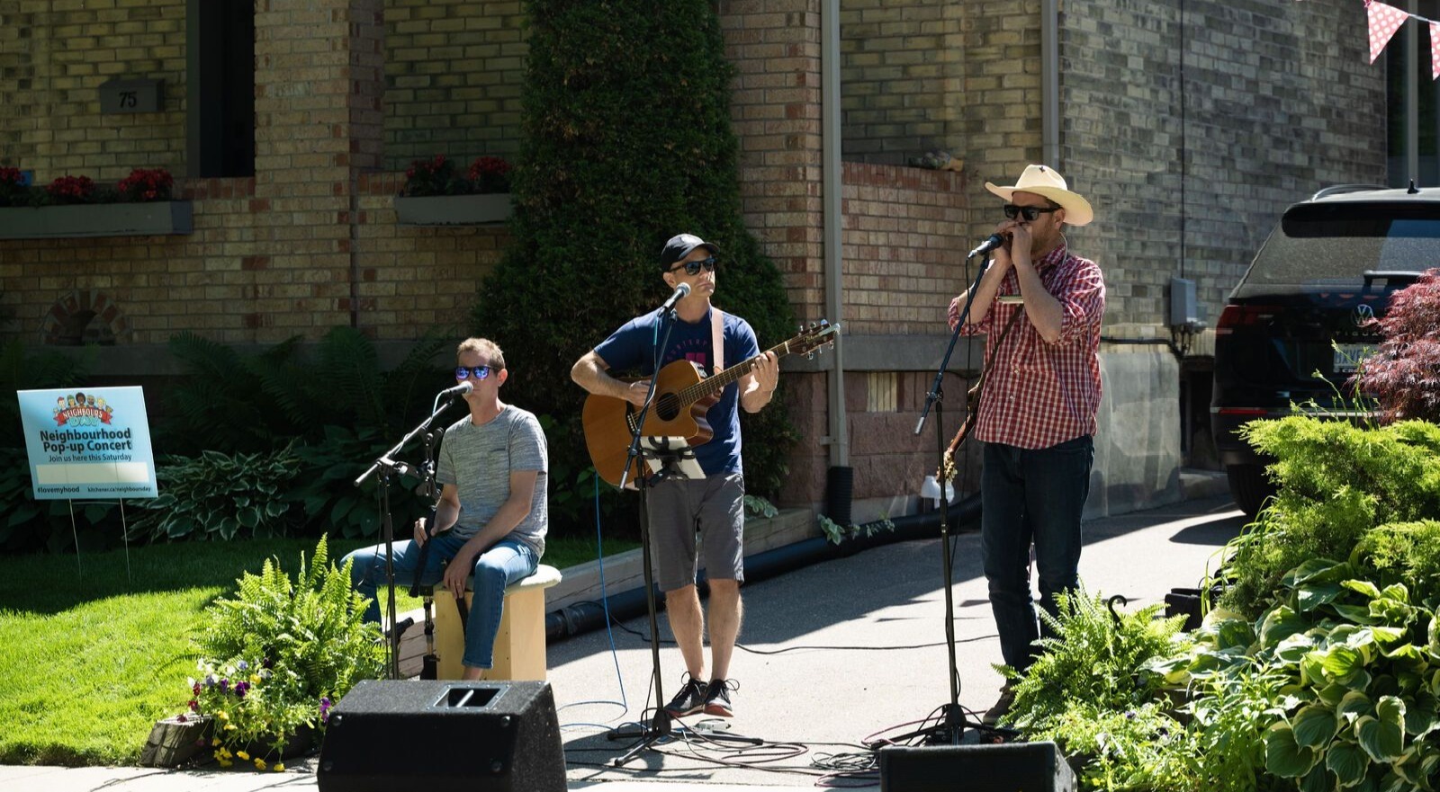 Group of performers at a street party