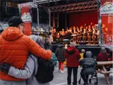Couple enjoying on-stage musical performance