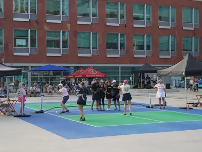 people on pickleball court