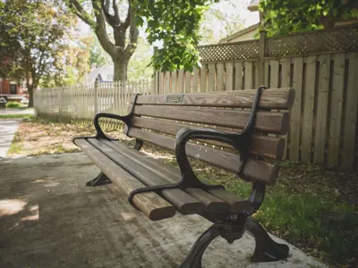 park bench on side of road